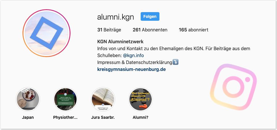 Alumni KGN Account bei Instagram